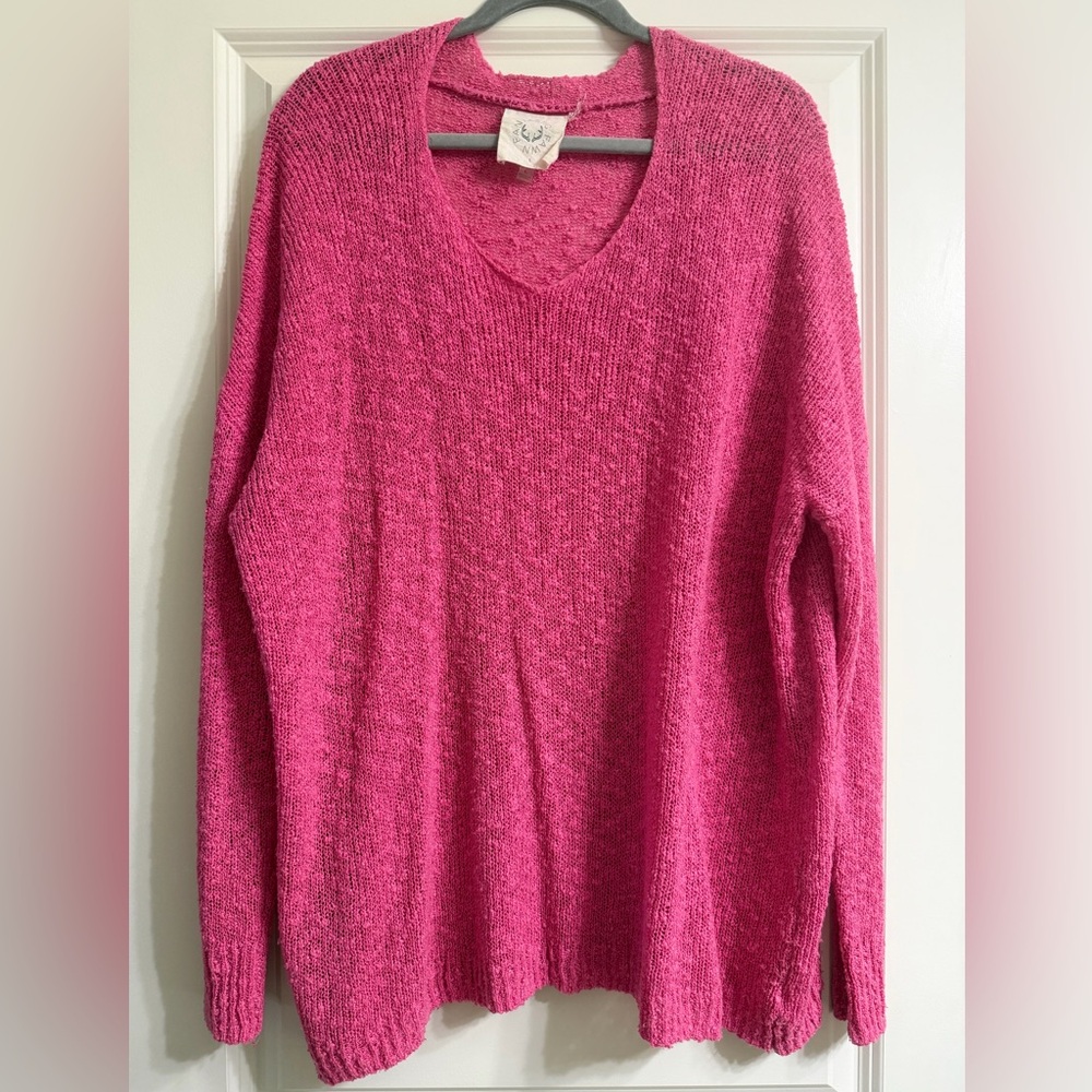 Fantastic Fawn V-Neck Sweater in Vibrant Pink